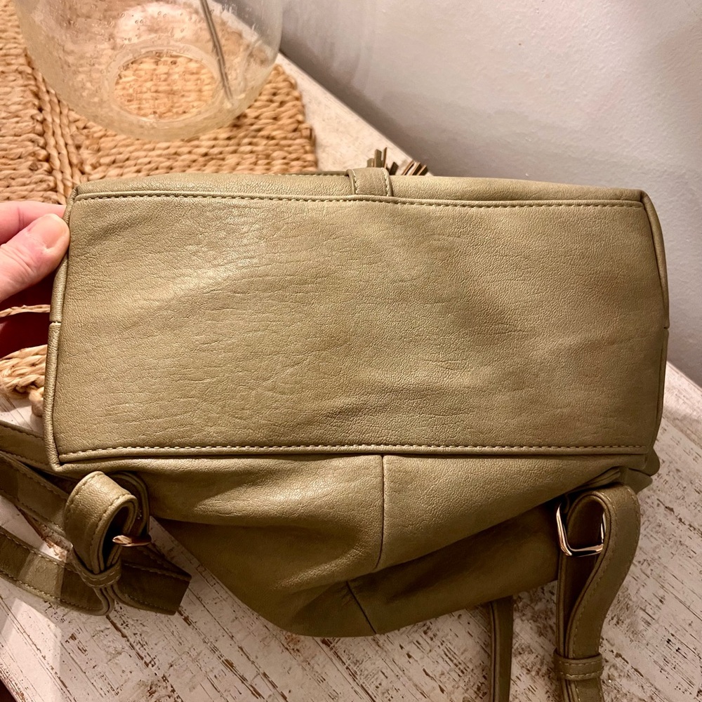 Miztique Olive Green Italian Leather Backpack - Picture 10 of 10